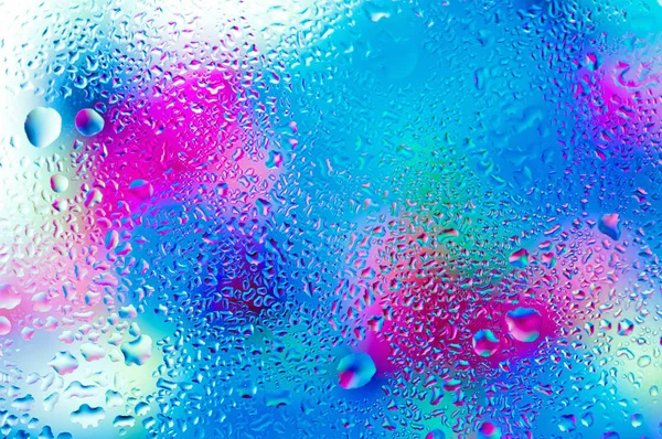 Water Drop Glass Plate Colorful Background Main Color Blue Narrow — Stock Photo, Image