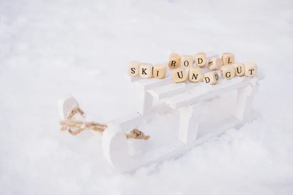 Sáně Sněhu Německých Slov Pro Lyžování Sáňkování Dobré — Stock fotografie