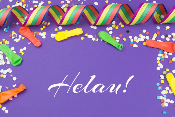 Ultra Violet Carnival Background Very Special German Cranival Greeting Helau — Stock Photo, Image