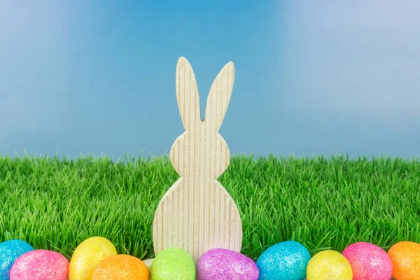 Conejo Pascua Con Huevos Pascua — Foto de Stock