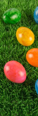 Çim, kopya alanı, yukarıdan, afiş görünüm çok renkli yumurta
