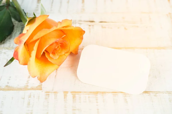 Yellow Rose Flower Blank Label — Stock Photo, Image