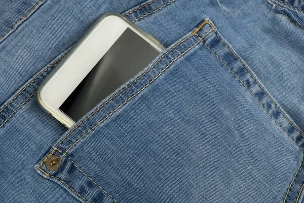 Bir Kot Pantolon Cebinde Cep Telefonu — Stok fotoğraf