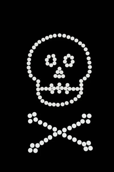 Totenkopf Mit Kreuzknochen Auf Schwarzem Hintergrund — Stockfoto