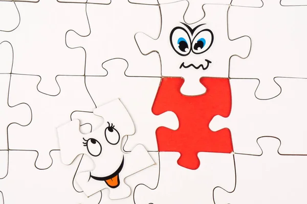 Puzzle Mit Lustigen Gesichtern — Stockfoto