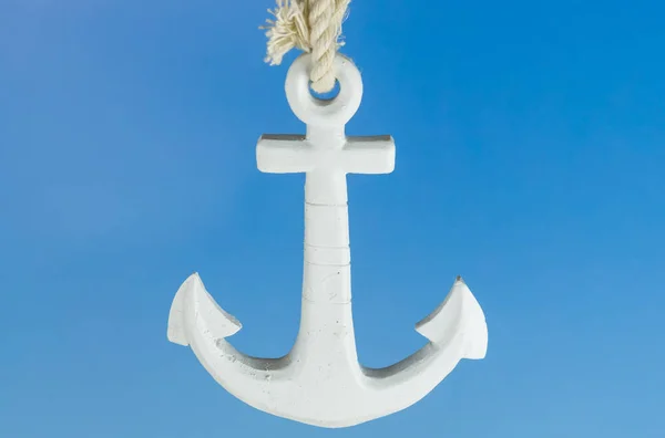 White Anchor Bright Blue Sky Background — Stock Photo, Image