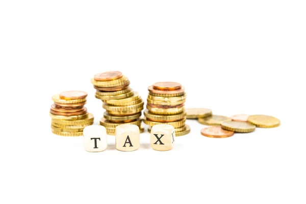 Stacks Coins Word Tax — Stock Photo, Image