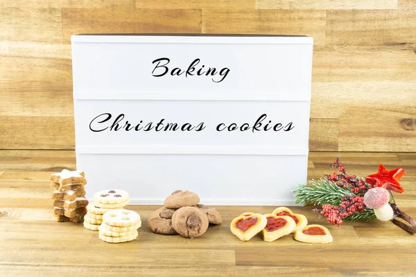 Light Box Words Baking Christmas Cookies Christmas Cookies — Stock Photo, Image