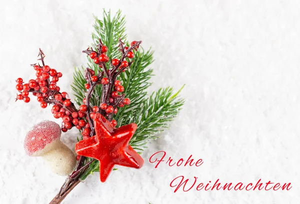 Christmas Fir Gren Och Orden God Jul — Stockfoto