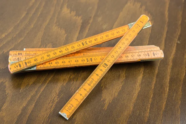 Ruler Wooden Table — Stock Photo, Image