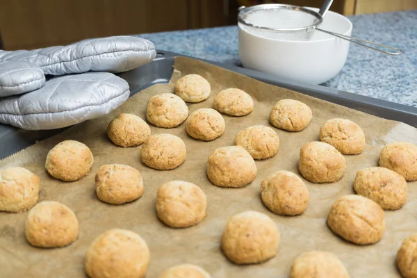 Świeże Bakened Boże Narodzenie Nakrętka Ciasteczka Blasze — Zdjęcie stockowe