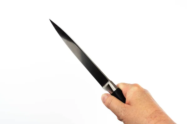 Butchers Knife Holding Hand — Stock Photo, Image