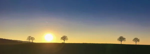 Panorama Mit Schöner Landschaft Deutschland Mit Bäumen Sonnenuntergang — Stockfoto