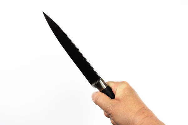 Butchers Knife Holding Hand — Stock Photo, Image