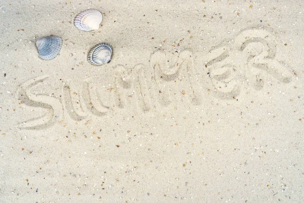 Word Summer Written Sand Beach — Stock Photo, Image