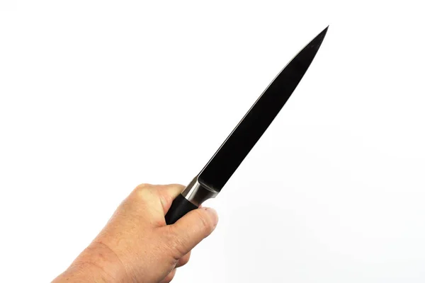 stock image Butchers knife holding in hand