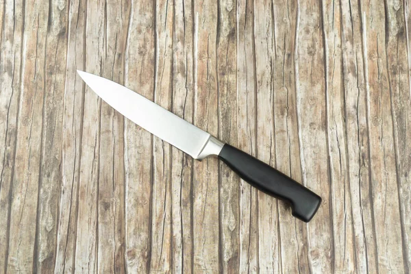 Butchers Knife Wooden Background — Stock Photo, Image