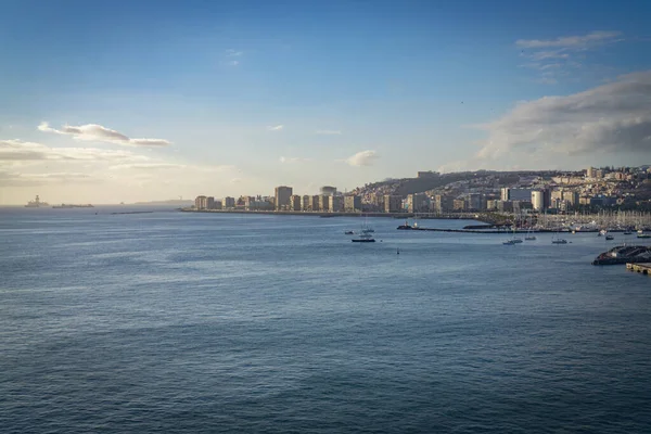 Morgen Hafen Kreuzfahrtterminal Mit Blick Auf Die Stadt Gran Canaria — Stockfoto