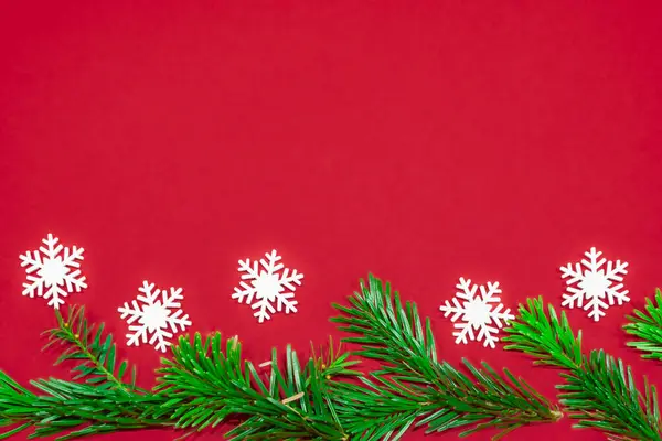 Merry Christmas New Year Decoration Red Background — Stock Photo, Image