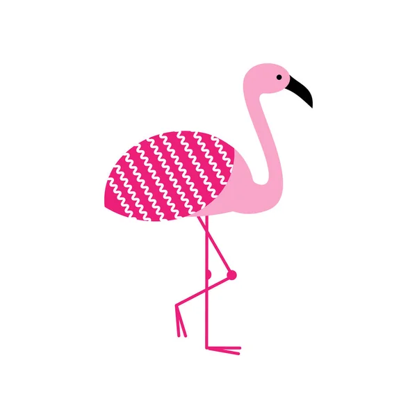 Oiseau Flamant Rose Élément Design Plat Décoratif Flamant Frais Illustration — Image vectorielle