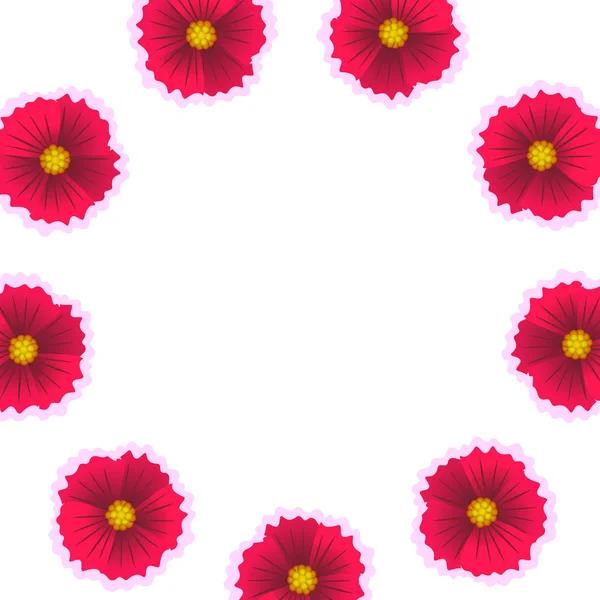 Schöne Blumen auf weißem Hintergrund. Vektorillustration. Kreisblumenmuster. Kranz aus den Blumen. — Stockvektor