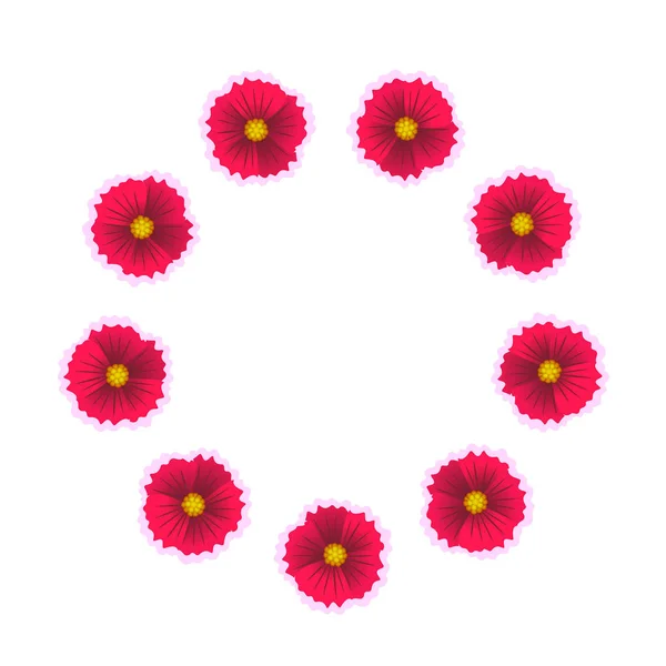 Belles fleurs sur fond blanc. Illustration vectorielle. Cercle motif de fleurs. Couronne des fleurs . — Image vectorielle