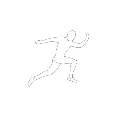 Erkek koşucu siluet vektör beyaz arka plan üzerinde. Sağlıklı spor kavram. Çizgi stili.