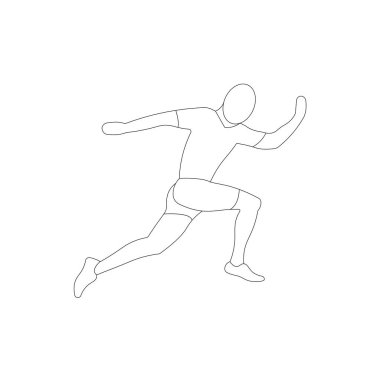 Erkek koşucu siluet vektör beyaz arka plan üzerinde. Sağlıklı spor kavram. Çizgi stili.