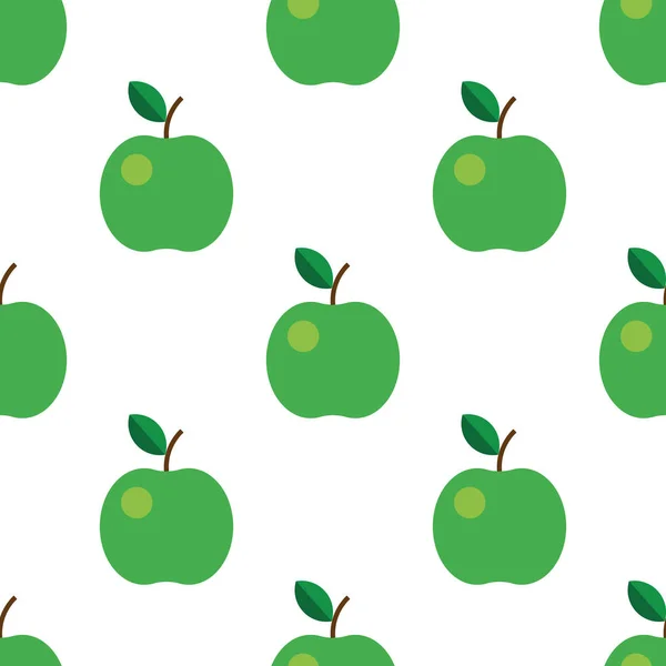 Patrón Sin Costuras Con Manzanas Verdes Ilustración Vectorial Fruta Hoja — Vector de stock