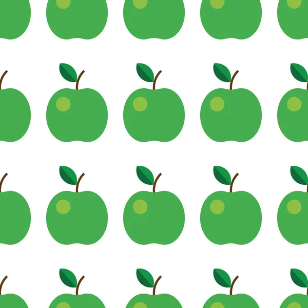 Padrão Sem Costura Com Maçãs Verdes Ilustração Vetorial Fruta Folha —  Vetores de Stock