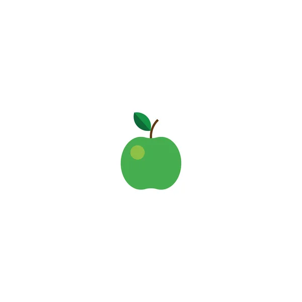 Vectorillustratie Groene Platte Appelpictogram Witte Achtergrond — Stockvector