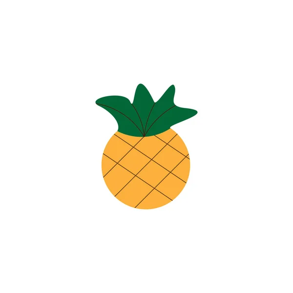 Ananas Tropikal Tatlı Yaz Meyve Vektör Grafik Simge Yeşil Yaprakları — Stok Vektör