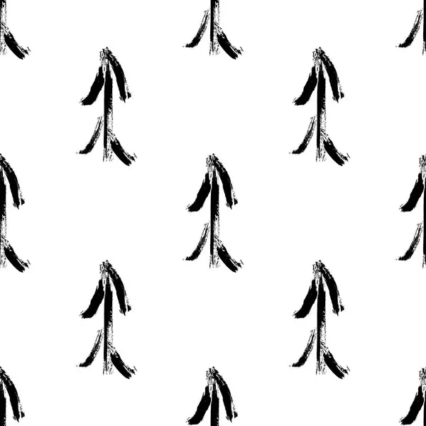 Hand getekende inkt fir tree. Vectorillustratie op witte achtergrond. Naadloze patroon — Stockvector