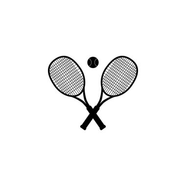Tenis topu ve tenis raketi, vektör çizim. Tenis tasarımı beyaz arka plan vektör çizim üzerinde. Spor, fitness, etkinlik vektör tasarımı.