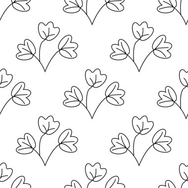 Vektör çizim. bitki veya çiçek veya beyaz izole dal yaprağı. Sorunsuz çiçek siluet deseni.