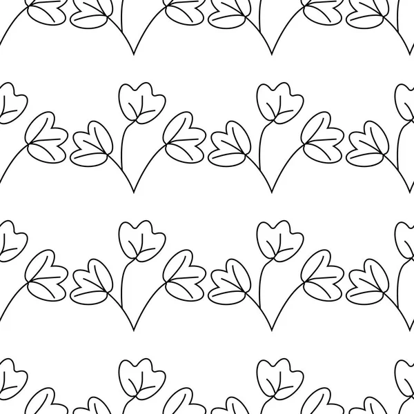 ベクトルの図 植物や花 白で隔離支店の葉 シームレスな花のシルエットのパターン — ストックベクタ