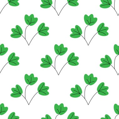 Vektör çizim. düz yaprak bitki veya çiçek veya beyaz izole şube. Dekor çiçek bitki öğesi. Dikişsiz botanik desen.