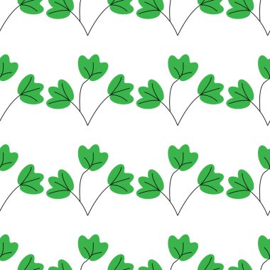 Vektör çizim. düz yaprak bitki veya çiçek veya beyaz izole şube. Dekor çiçek bitki öğesi. Dikişsiz botanik desen.