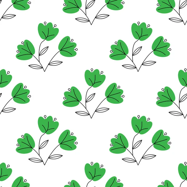 Illustration Vectorielle Feuille Plante Fleur Branche Isolée Sur Blanc Décor — Image vectorielle