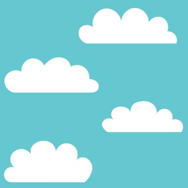 Vektör çizim. Bulut simgeler kümesi üzerinde mavi arka plan izole trendy düz tarzı. Web sitesi tasarımı, logo, app, UI bulut simgesi. Vektör çizim, Eps10.