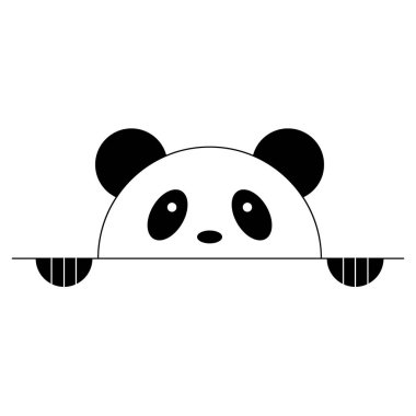 Vektör çizim. Sevimli panda pençeleri ile. Panda bakarak işareti