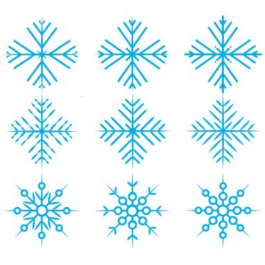 kış mavi izole dokuz simgesi silueti beyaz arka plan üzerinde ayarlayın.