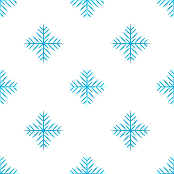 Vektorillustration. Nahtloses Muster von Schneeflocken. Blaue Schneeflocken auf weißem Hintergrund. — Stockvektor