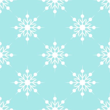 Vektör çizim. Kar taneleri seamless modeli. Mavi zemin üzerine beyaz kar taneleri. Noel ve yeni yıl dekorasyon. Kış satış arka plan. Sarma kağıdı tasarım.