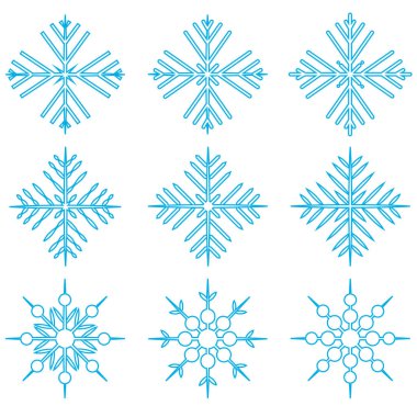 kış mavi izole dokuz simgesi silueti beyaz arka plan üzerinde ayarlayın. Satır stile.
