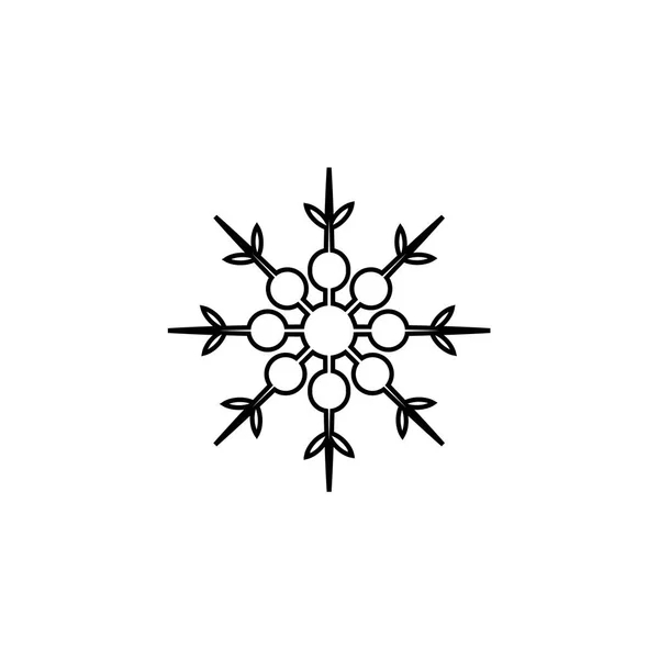 Сніжинка зимовий чорний ізольований символ лінії силует на білому тлі — стоковий вектор