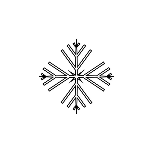 Fiocco di neve inverno nero isolato linea icona silhouette su sfondo bianco — Vettoriale Stock