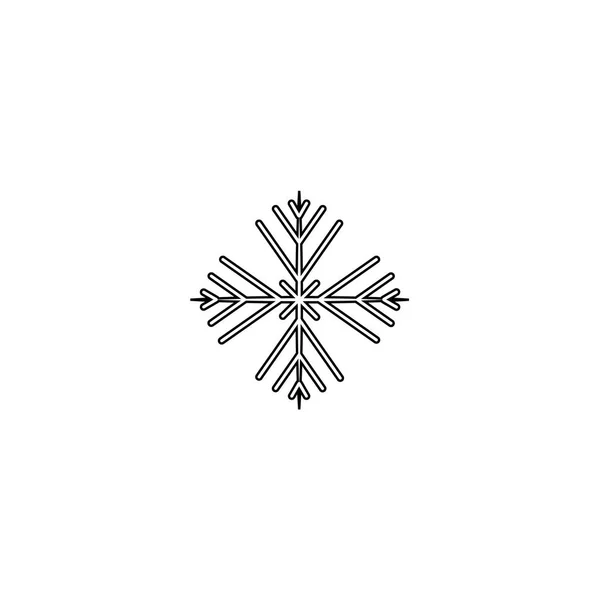 Fiocco di neve inverno nero isolato linea icona silhouette su sfondo bianco — Vettoriale Stock