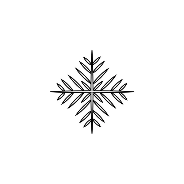 Gotische schwarze Winterschneeflocke isoliert auf weißem Hintergrund Linie Symbol Silhouette — Stockvektor