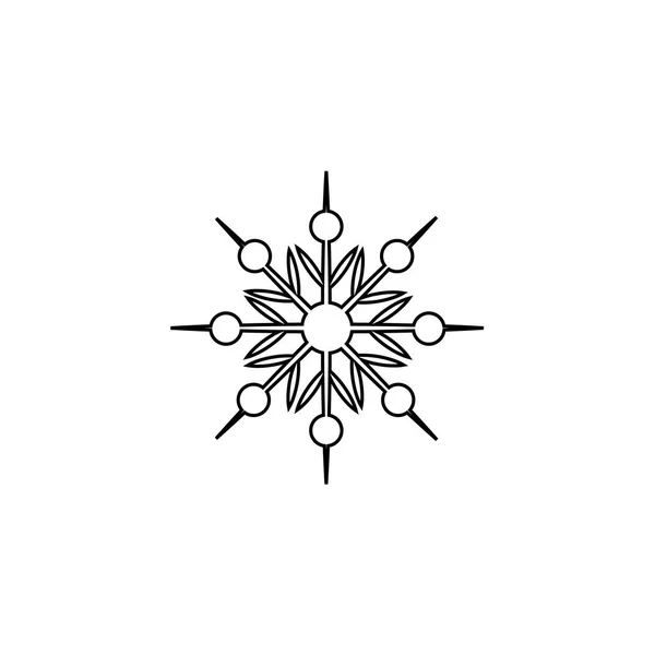 Nero inverno fiocco di neve isolato su sfondo bianco linea icona silhouette — Vettoriale Stock
